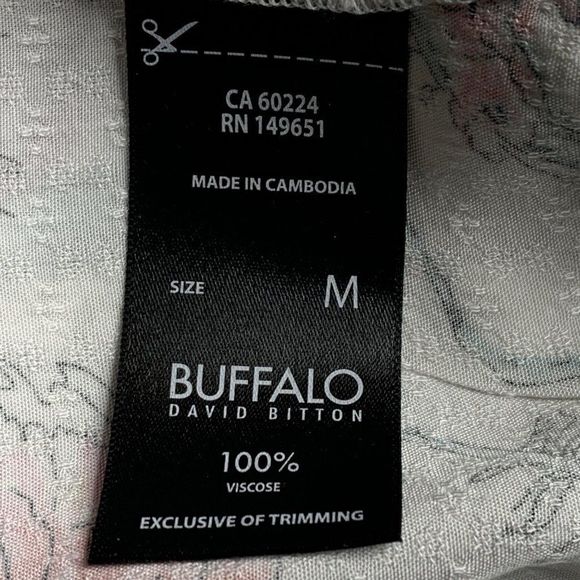 Buffalo David Bitton Sz M Peoni Tie Front Top Short Sleeve Boxy Summer 3067 - Picture 13 of 13